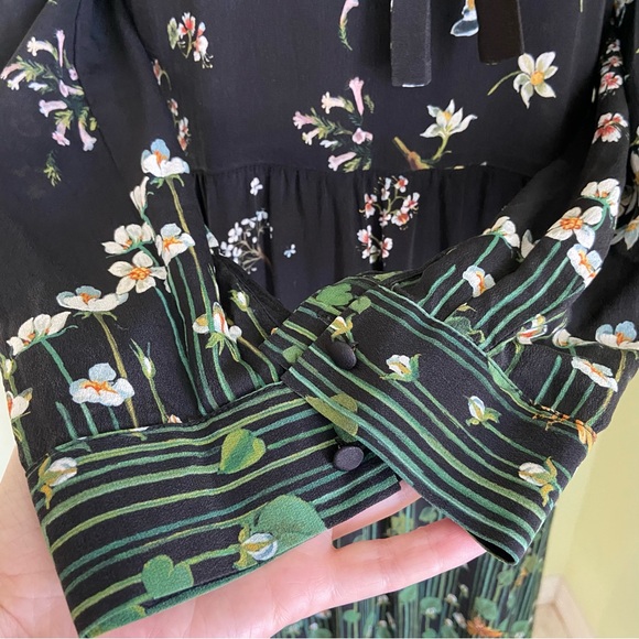 RED Valentino Floral Print Maxi Dress Silk Chiffon Long Sleeve - Picture 8 of 14